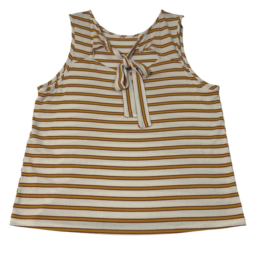 Green Envelope Los Angeles Striped Tank Top Women's Size L Bow Tie Back Retro